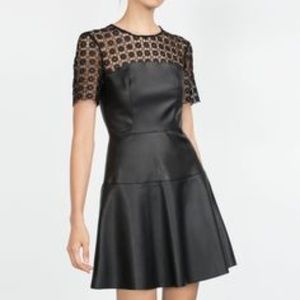 ZARA Vegan Leather and Lace Dress Size S
